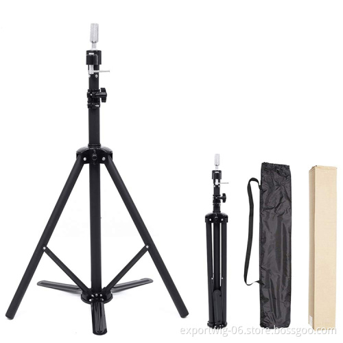Wig Stand Holder Tripod Stand For Canvas Block Mannequin Head Adjustable For Wig Making Drying Styling Display With Pedals